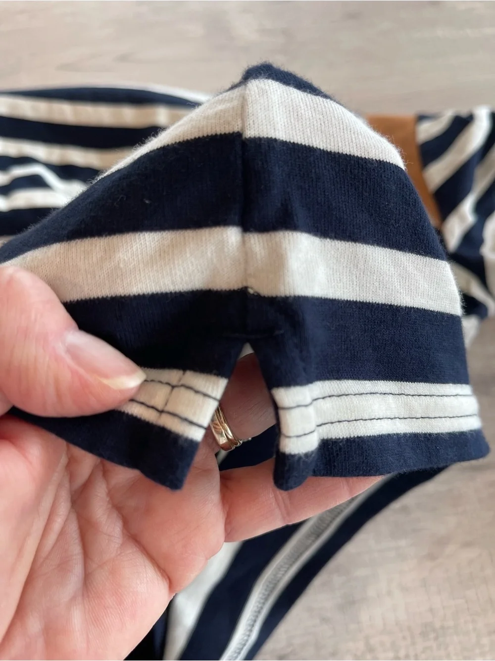 J.Crew size large striped cotton and leather top casual business stripes